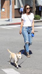 ROBIN TUNEY Walks Her Dog Out in Beverly Hills 09/21/2017