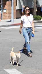 ROBIN TUNEY Walks Her Dog Out in Beverly Hills 09/21/2017