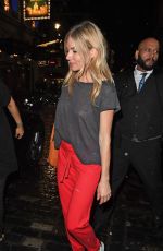 SIENNA MILLER Leaves Apollo Theatre in London 09/27/2017