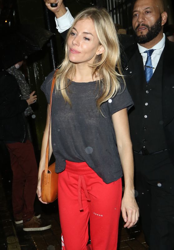 SIENNA MILLER Leaves Apollo Theatre in London 09/27/2017