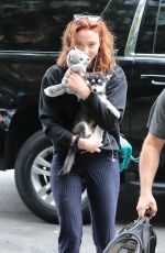 SOPHIE TURNER Out with Her Dog in New York 09/14/2017