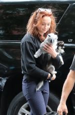 SOPHIE TURNER Out with Her Dog in New York 09/14/2017