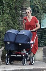 TAMSIN EGERTON Pushes a Double Baby Pram Out in London 09/02/2017