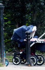 TAMSIN EGERTON Pushes a Double Baby Pram Out in London 09/02/2017