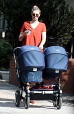TAMSIN EGERTON Pushes a Double Baby Pram Out in London 09/02/2017