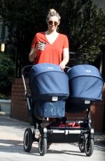 TAMSIN EGERTON Pushes a Double Baby Pram Out in London 09/02/2017