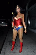 ABIGAIL RATCHFORD as Wonder Woman Arrives at Avenue’s Carnal Carnival Event for Halloween in Hollywood 10/28/2017
