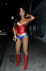 ABIGAIL RATCHFORD as Wonder Woman Arrives at Avenue’s Carnal Carnival Event for Halloween in Hollywood 10/28/2017