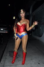 ABIGAIL RATCHFORD as Wonder Woman Arrives at Avenue’s Carnal Carnival Event for Halloween in Hollywood 10/28/2017