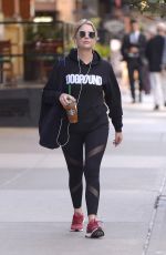ASHLEY BENSON Leaves Starbucks in New York 10/20/2017