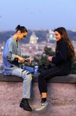 BELLA HADID Out and About with a Friend in Rome 10/29/2017