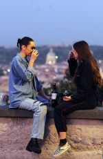 BELLA HADID Out and About with a Friend in Rome 10/29/2017