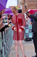 BELLA HEATHCOTE Arrives at AOL Build in New York 10/09/2017
