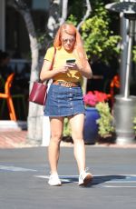 BUSY PHILIPPS in Denim Skirt Out for Lunch in Los Angeles 10/23/2017