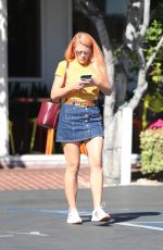 BUSY PHILIPPS in Denim Skirt Out for Lunch in Los Angeles 10/23/2017