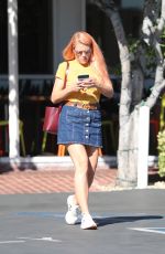 BUSY PHILIPPS in Denim Skirt Out for Lunch in Los Angeles 10/23/2017