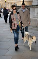 CARA DELEVINGNE with Her Dog Arrives at Hotel in London 10/05/2017