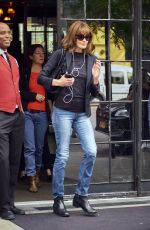 CARLA BRUNI Leaves Her Hotel in New York 10/11/2017