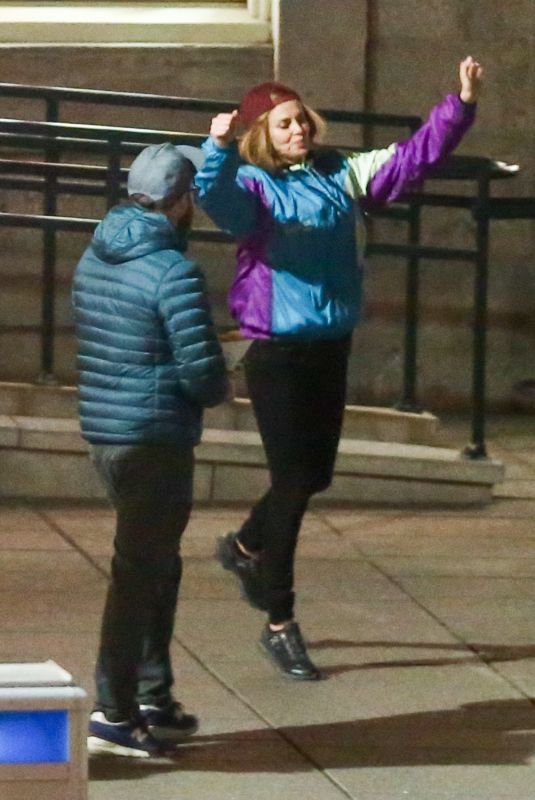 CHARLIZE THERON and Seth Rogen on the Set of  Flarsky in Montreal 10/27/2017