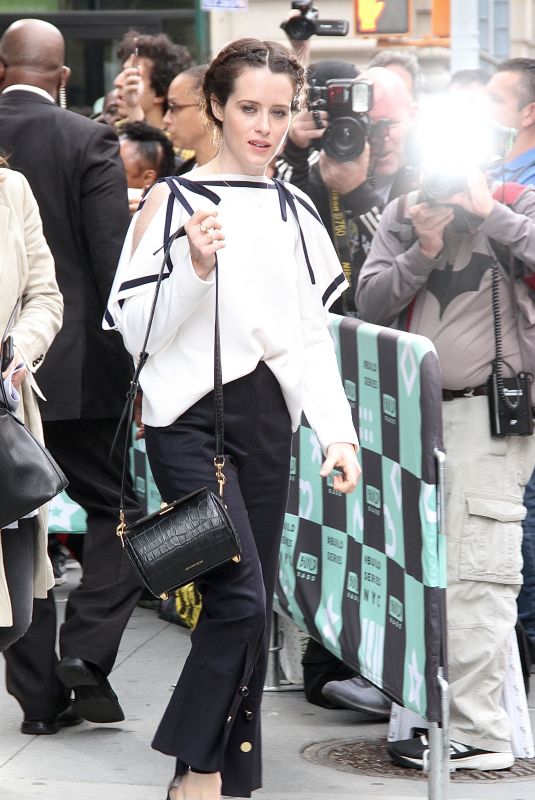 CLAIRE FOY Arrives at AOL Build Series Studios in New York 10/11/2017