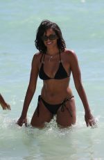 CLAUDIA JORDAN in Bikini on the Beach in Miami 10/15/2017