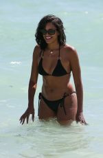 CLAUDIA JORDAN in Bikini on the Beach in Miami 10/15/2017