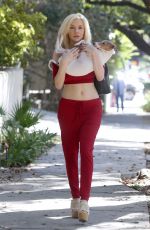 COURTNEY STODDEN Out with Her Dog in West Hollywood 10/23/2017