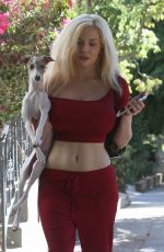 COURTNEY STODDEN Out with Her Dog in West Hollywood 10/23/2017