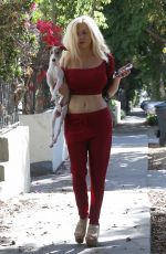 COURTNEY STODDEN Out with Her Dog in West Hollywood 10/23/2017