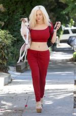 COURTNEY STODDEN Out with Her Dog in West Hollywood 10/23/2017