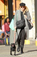DAKOTA FANNING Out with Her Dog in New York 10/27/2017