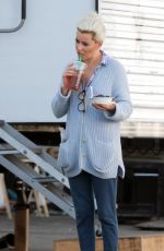 ELIZABETH BANKS on the Set of The Happytime Murders in Los Angeles 10/19/2017