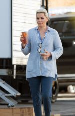 ELIZABETH BANKS on the Set of The Happytime Murders in Los Angeles 10/19/2017