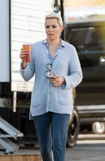 ELIZABETH BANKS on the Set of The Happytime Murders in Los Angeles 10/19/2017