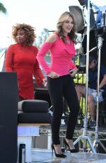ELIZABETH HURLEY on the Set of Extra in Los Angeles 10/05/2017