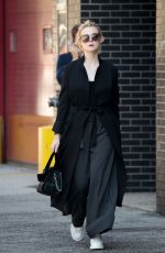 ELLE FANNING All in Black Out in New York 10/02/2017