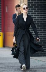 ELLE FANNING All in Black Out in New York 10/02/2017