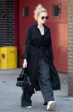 ELLE FANNING All in Black Out in New York 10/02/2017