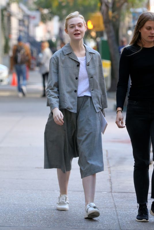 ELLE FANNING Arrives on Set of Woody Allen New Movie in New York 10/19/2017