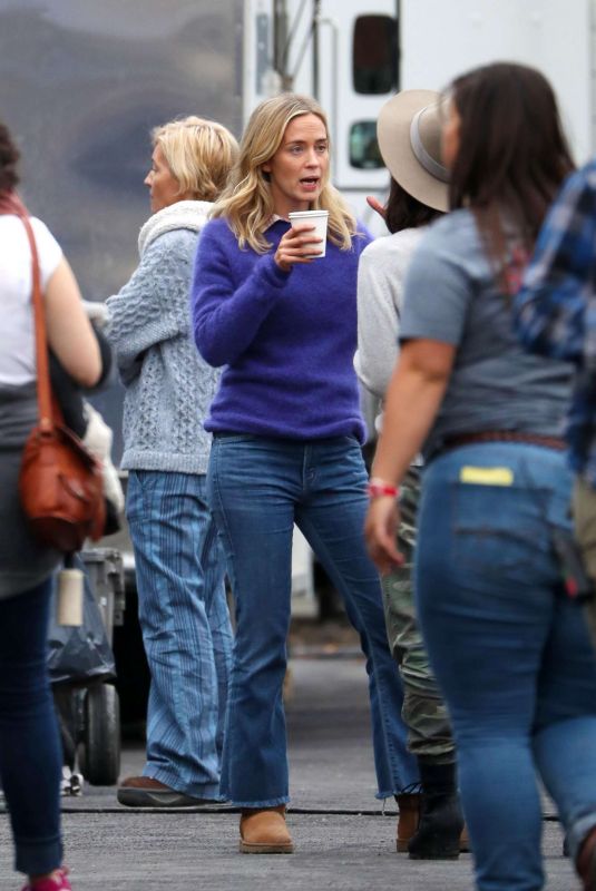 EMILY BLUNT on the Set of A Quiet Place in New York 10/27/2017