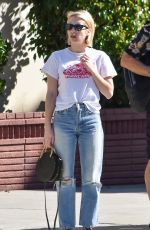 EMMA ROBERTS in Ripped Jeans Out in Los Angeles 01/17/2017