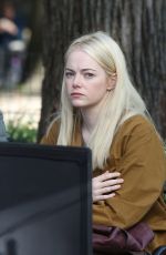 EMMA STONE on the Set of Maniac in Washington Square Park 10/20/2017