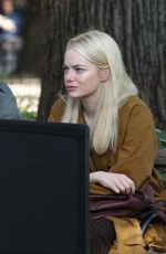 EMMA STONE on the Set of Maniac in Washington Square Park 10/20/2017