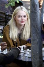 EMMA STONE on the Set of Maniac in Washington Square Park 10/20/2017