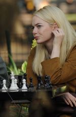 EMMA STONE on the Set of Maniac in Washington Square Park 10/20/2017