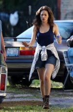 EMMY ROSSUM on the Set of Shameless in Chicago 10/17/2017