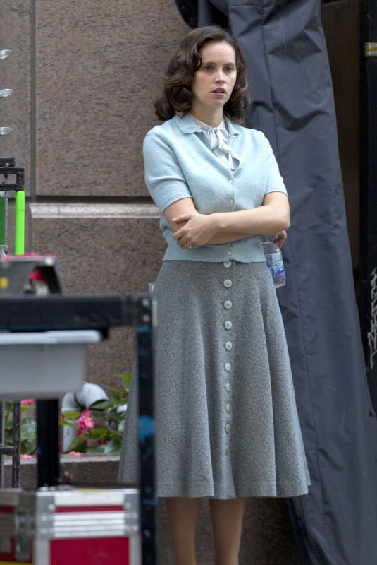 FELICITY JONES on the Set of On the Basis of Sex in Montreal 10/03/2017