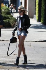 HAILEY BALDWIN in Denim SHorts at 901 Salon in West Hollywood 10/27/2017