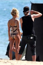 HAILEY BALDWIN in Swimsuit on the Set of a Photoshoot at Long Beach 10/13/2017