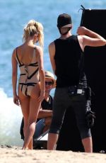 HAILEY BALDWIN in Swimsuit on the Set of a Photoshoot at Long Beach 10/13/2017